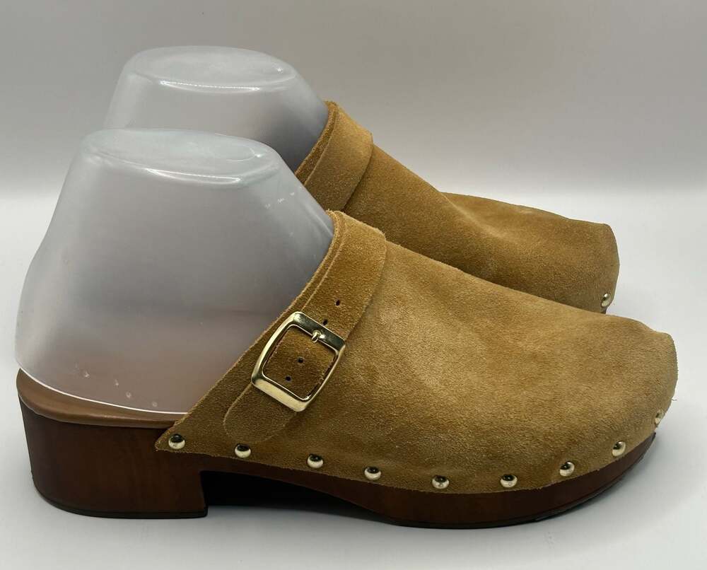 Avellini Camel Suede Studded Clog Mules Size 39 - Picture 2 of 7